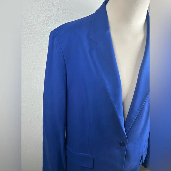 Lauren Ralph Lauren Women’s 100% Silk Single-Breasted Blazer–Size 14–Royal Blue - Picture 4 of 14